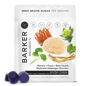 Gummies champignons Lion's Mane Barker Wellness, vue avant avec emballage