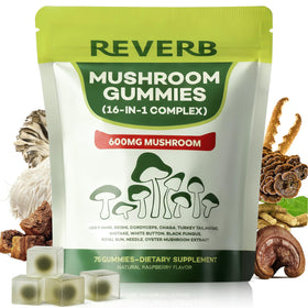 Gummies Champignons REVERB 16 en 1 vue de face avec emballage