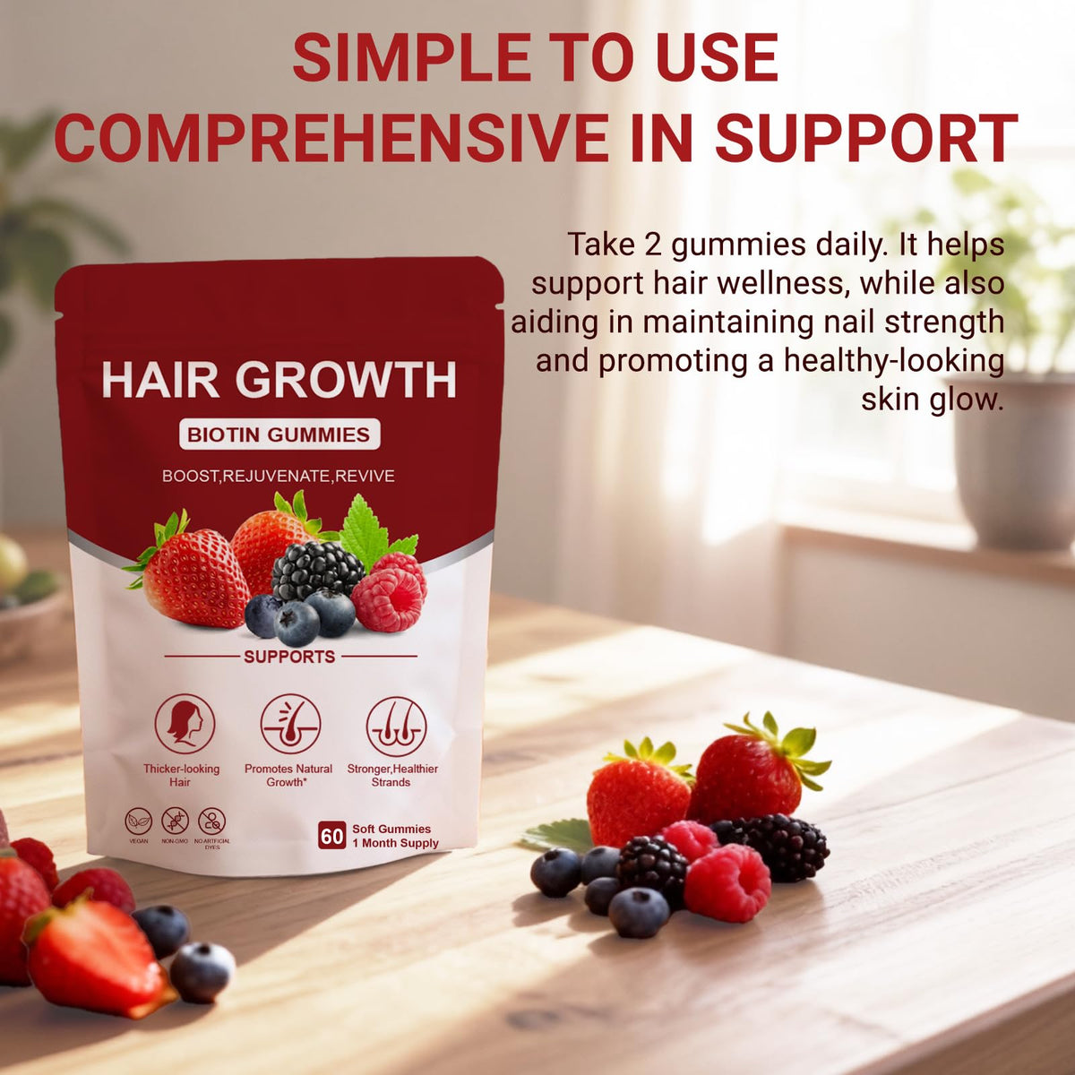 Gummies Cheveux Norce Sactor, goût baies mélangées