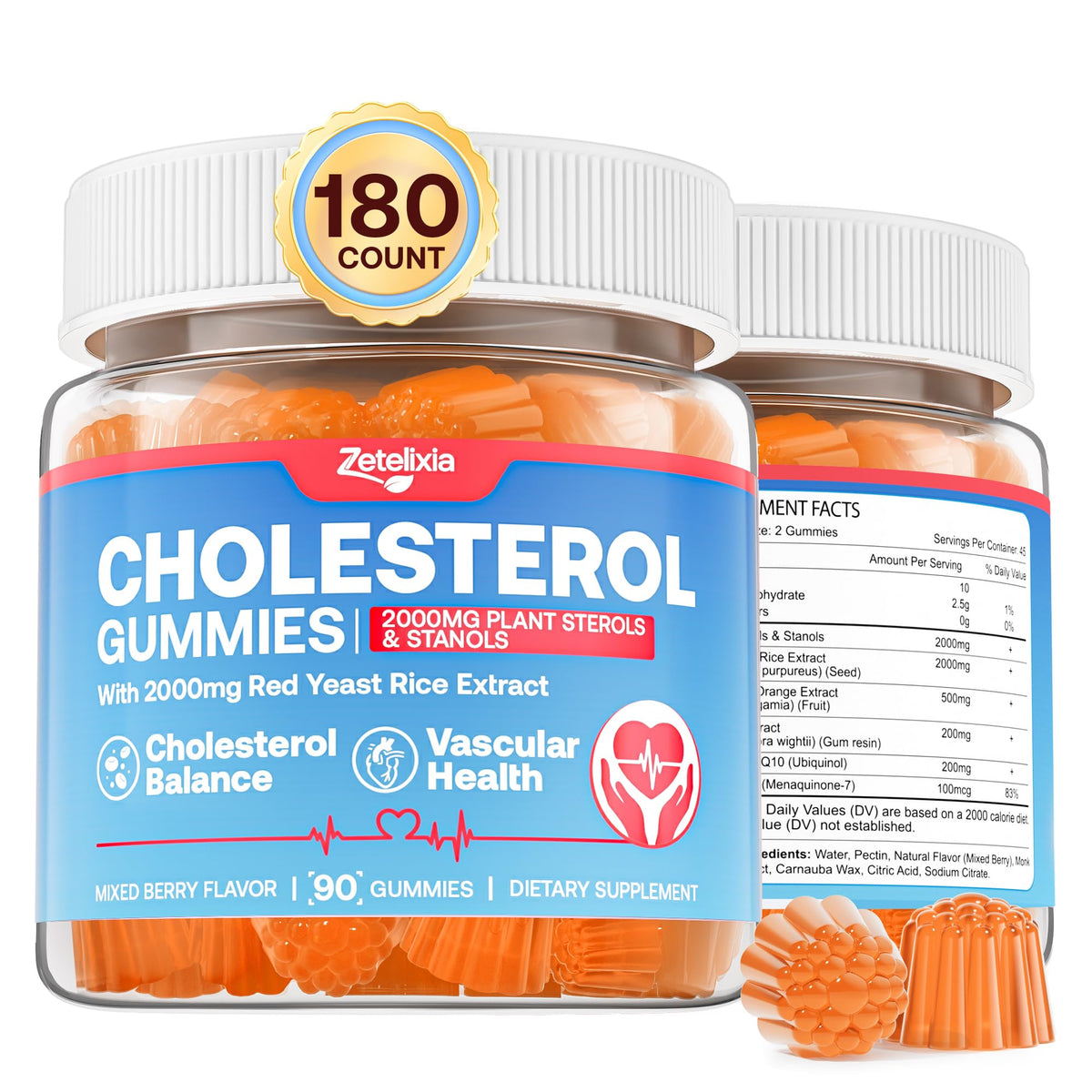 Gummies Cholestérol Zetelixia 180Ct boîte vue de face