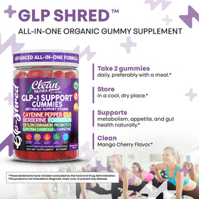 Gummies Clean Nutraceuticals avec étiquette, informations nutritionnelles