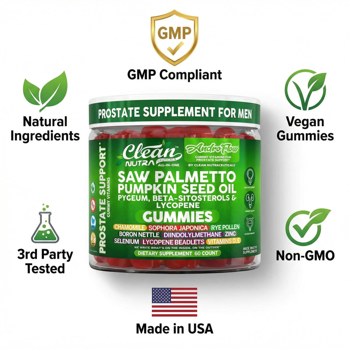 Gummies Clean Nutraceuticals avec un verre d'eau