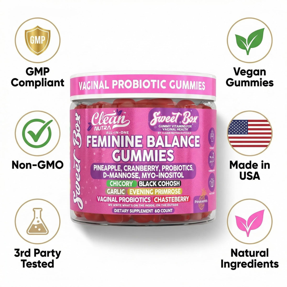 Gummies Clean Nutraceuticals Équilibre Féminin en portion
