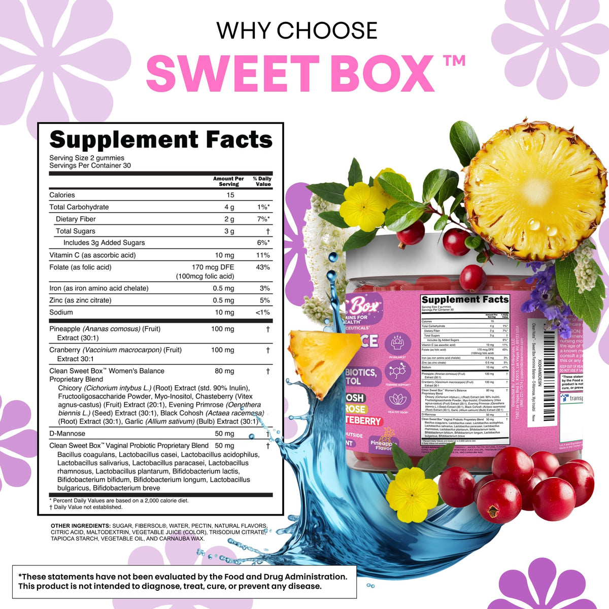 Gummies Clean Nutraceuticals Équilibre Féminin sur fond blanc