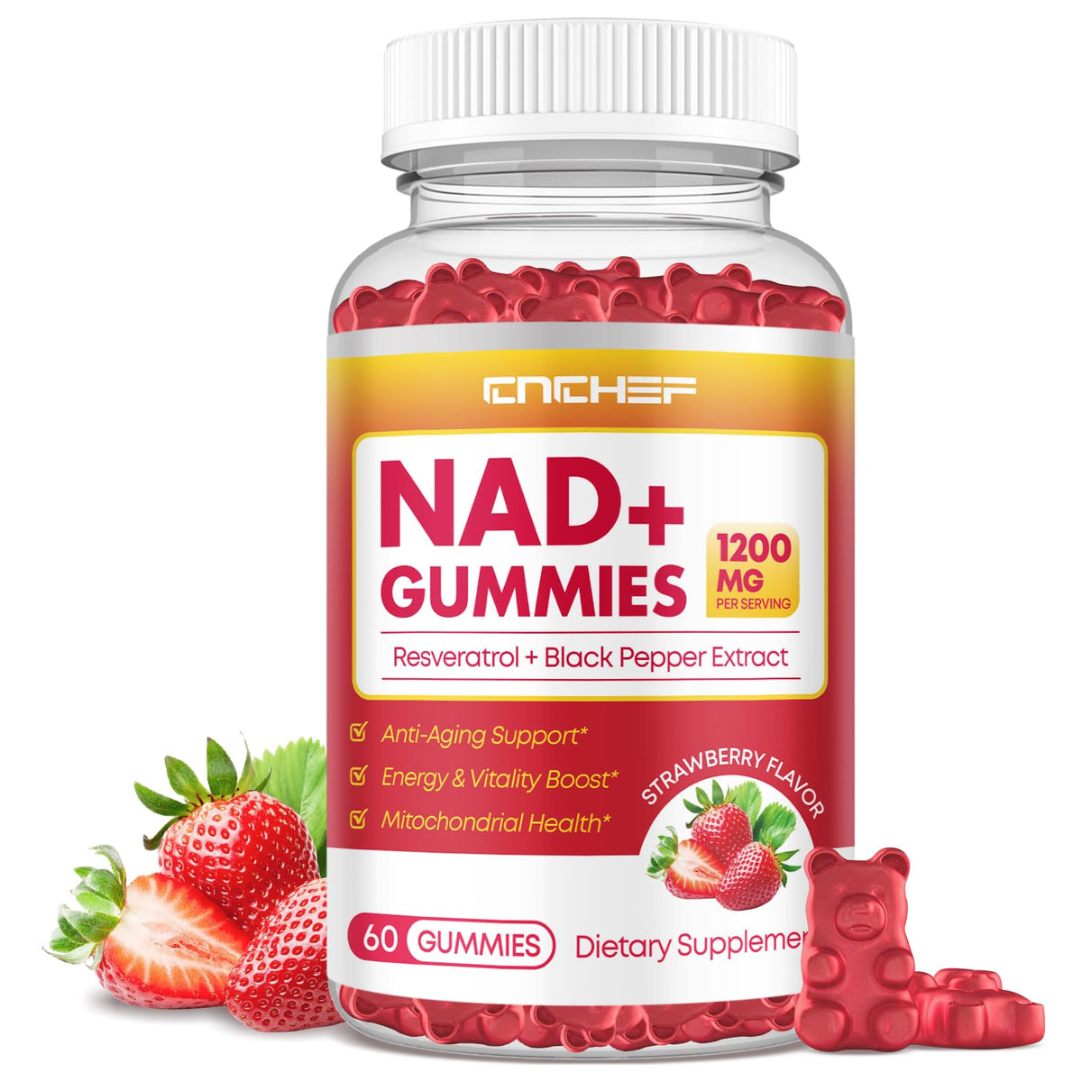Gummies CNCHEF NAD+ 1200mg modèle fraise devant