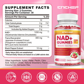 Gummies CNCHEF NAD+ à côté d'un verre d'eau