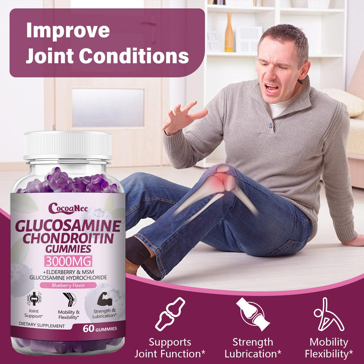 Gummies CocoaNee Glucosamine Chondroitin sur une table
