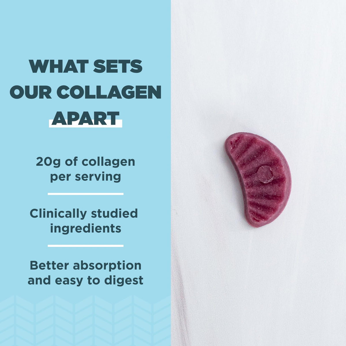 Gummies Collagen Peptides d'Ancient Nutrition, détail de la texture