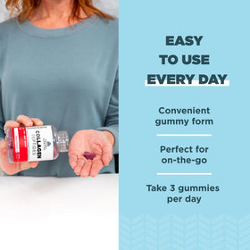 Gummies Collagen Peptides d'Ancient Nutrition, présentation sur une table en bois