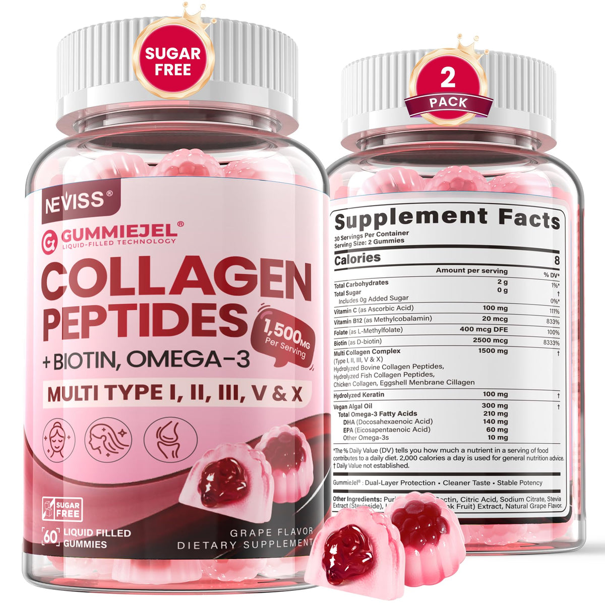 Gummies Collagène Multi Hydrolysé NEVISS boîte vue de face