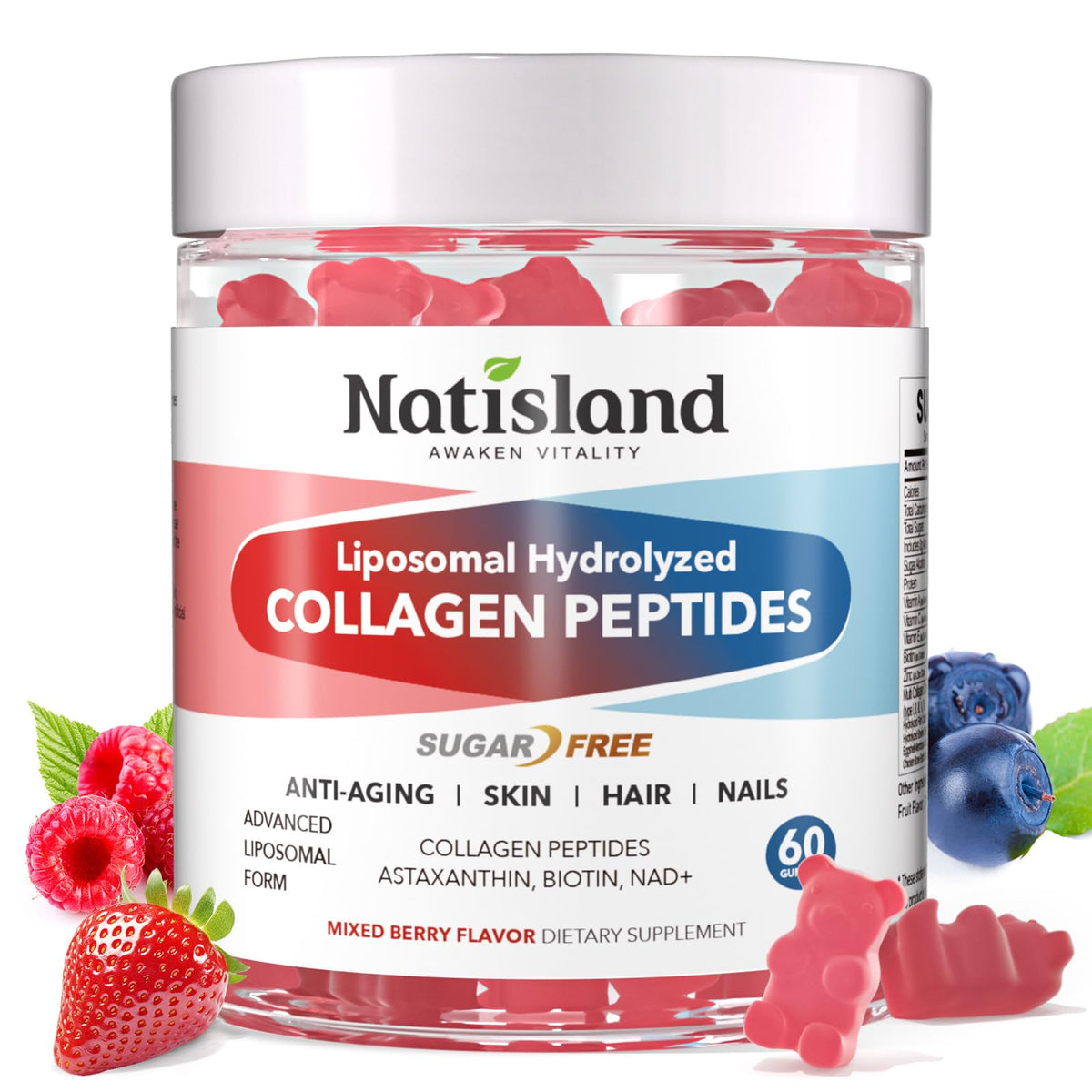 Gummies collagène NATISLAND 2500 mg en pot vu de face