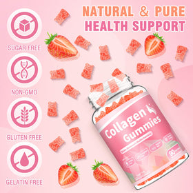 Gummies collagène WyuuKi avec ingrédients naturels en arrière-plan