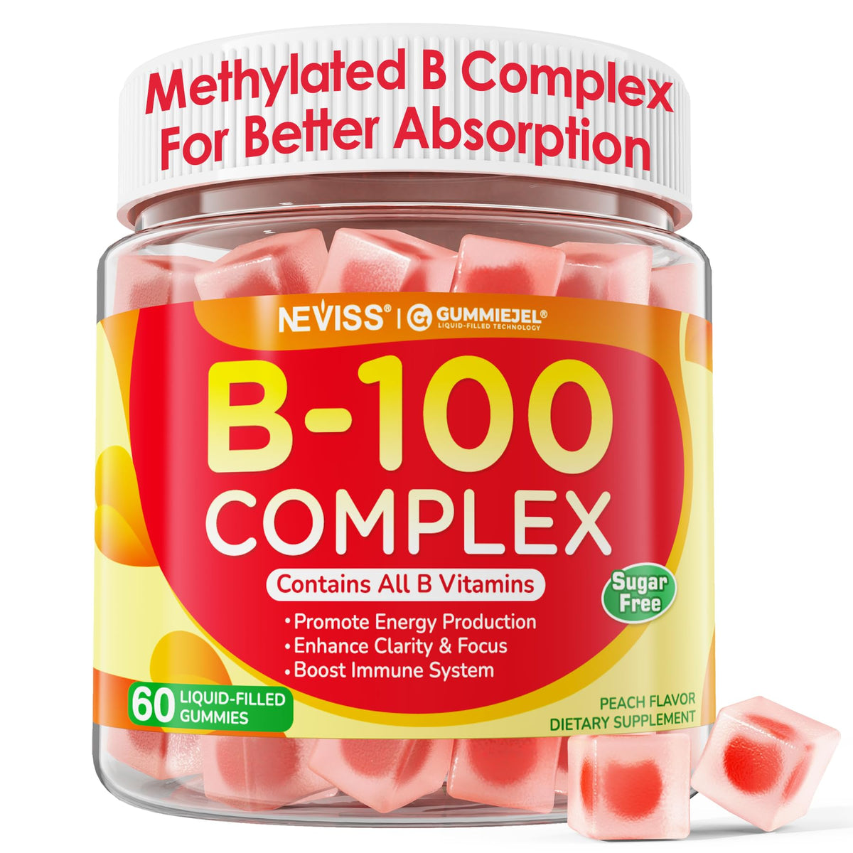 Gummies Complexe Vitamine B NEVISS en boîte vue de face