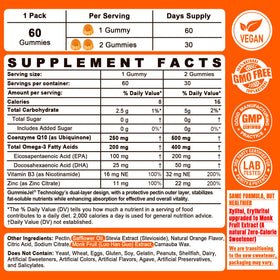 Gummies CoQ10 250mg NEVISS en forme de gélules avec goût orange