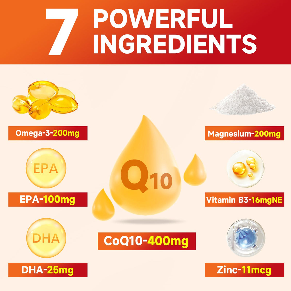 Gummies CoQ10 400mg avec étiquettes des ingrédients
