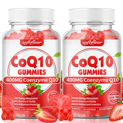 Gummies CoQ10 400mg softbear en boîte avec fraises