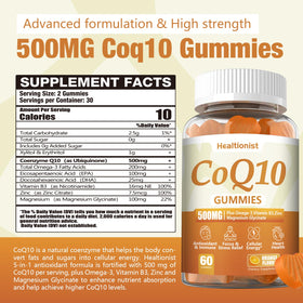 Gummies CoQ10 Healtionist avec ingrédients listés