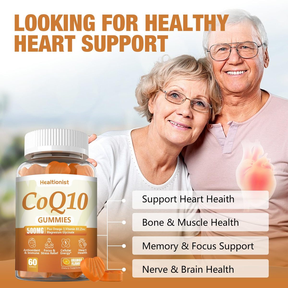 Gummies CoQ10 Healtionist montrant la texture