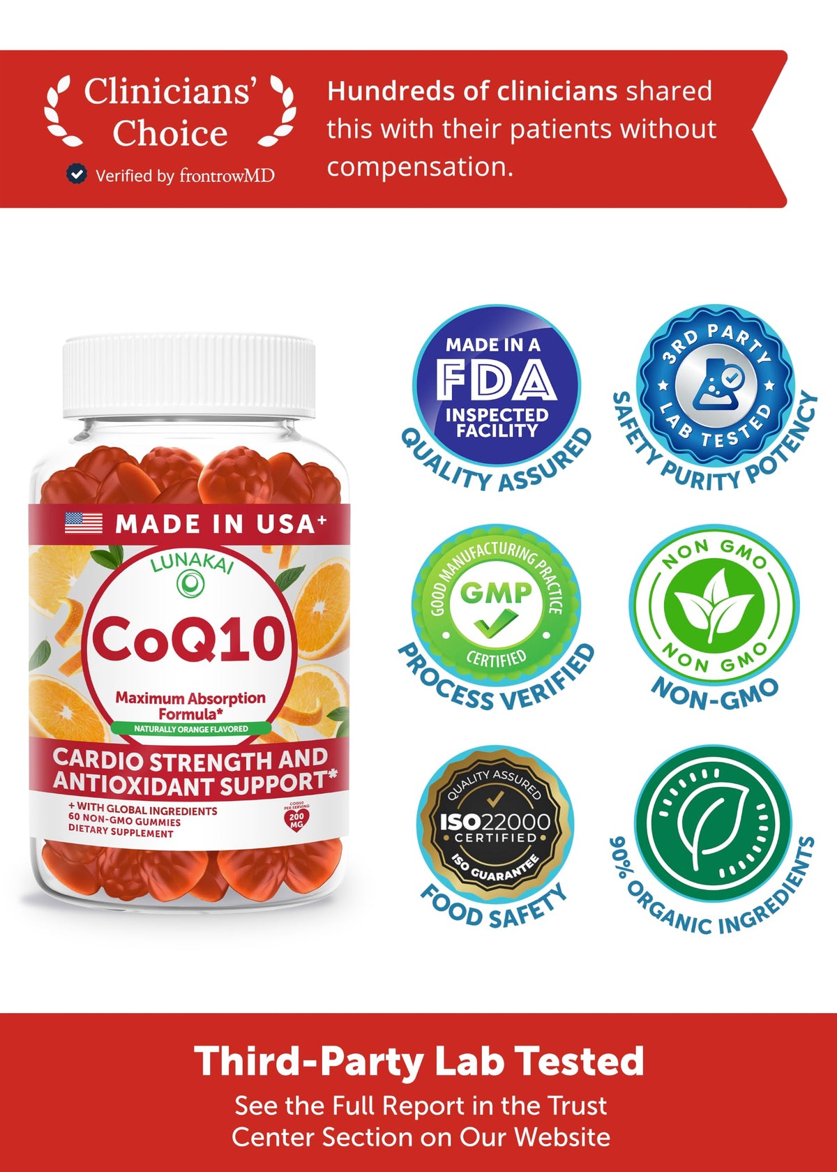 Gummies CoQ10 Lunakai en forme de chews, couleur orange
