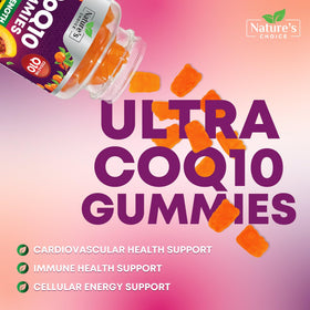 Gummies CoQ10 Nature's Choice avec une main tenant une gummie