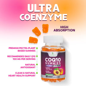 Gummies CoQ10 Nature's Nutrition avec une main tenant un gummy