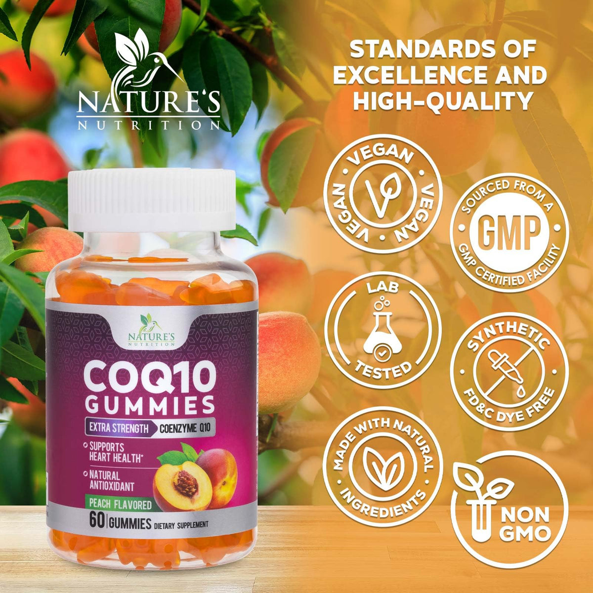 Gummies CoQ10 Nature's Nutrition en gros plan