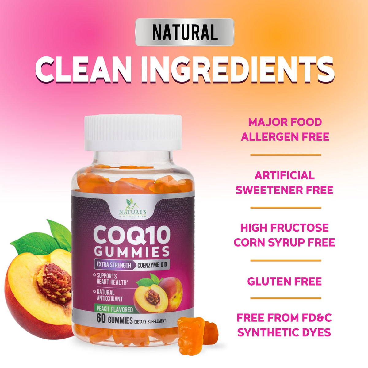 Gummies CoQ10 Nature's Nutrition sur une assiette