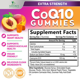 Gummies CoQ10 Nature's Nutrition, vue arrière avec les ingrédients