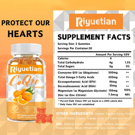 Gummies CoQ10 Riyuetian avec un fond naturel