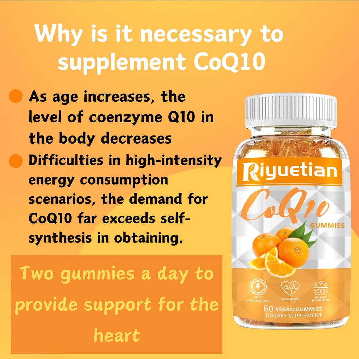 Gummies CoQ10 Riyuetian dans un sac à dos lors d'une sortie