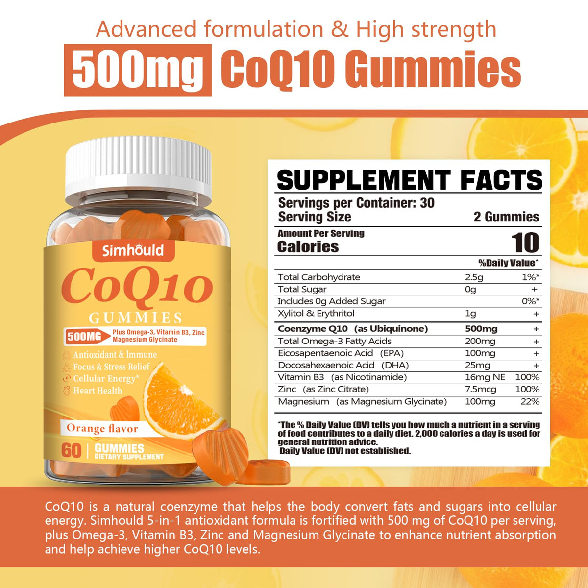 Gummies CoQ10 Simhould avec Omega-3 et Magnésium
