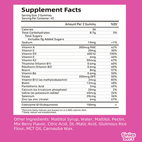Gummies CoQ10 Tinies bers en forme de baies sur fond blanc