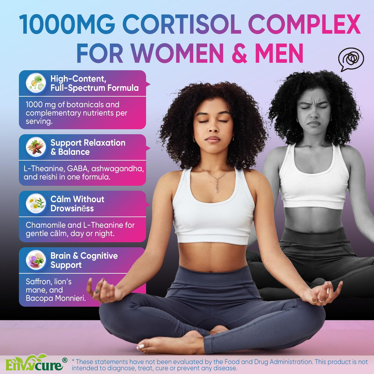 Gummies Cortisol EnvyCure avec étiquette et informations nutritionnelles