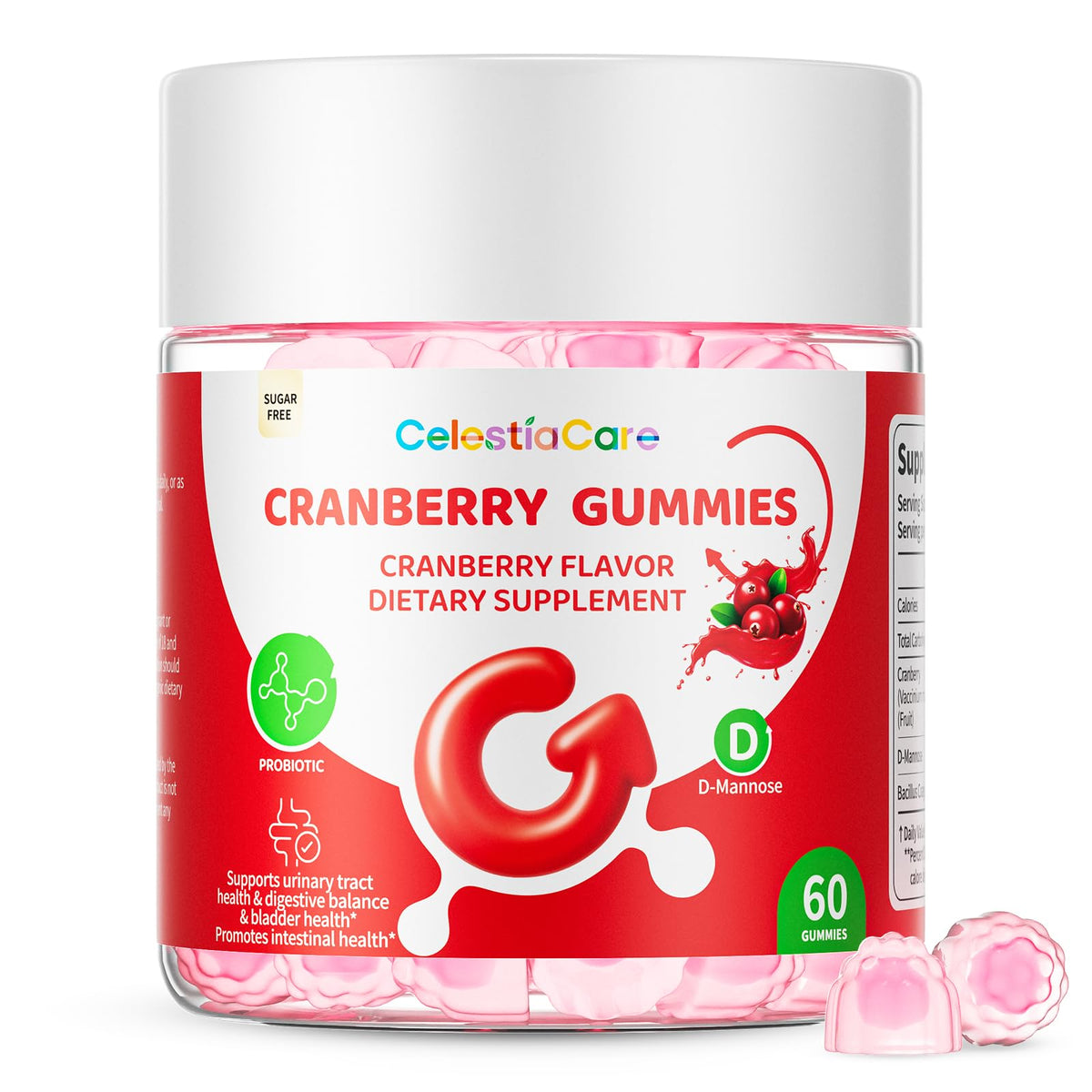 Gummies Cranberry CelestiaCare 60 unités, vue de face