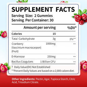 Gummies Cranberry CelestiaCare avec d'autres compléments alimentaires