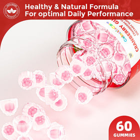 Gummies Cranberry CelestiaCare sur une table en bois