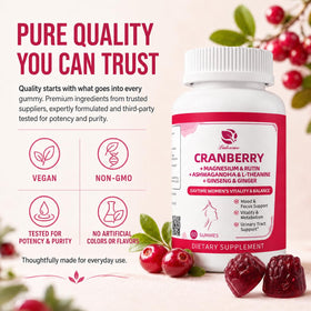 Gummies Cranberry Lukaree avec fruits frais en arrière-plan