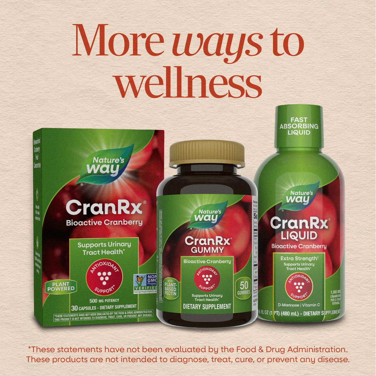Gummies CranRx de canneberge dans une main