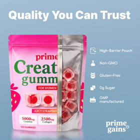 Gummies créatine 6-en-1 Gains sur une table