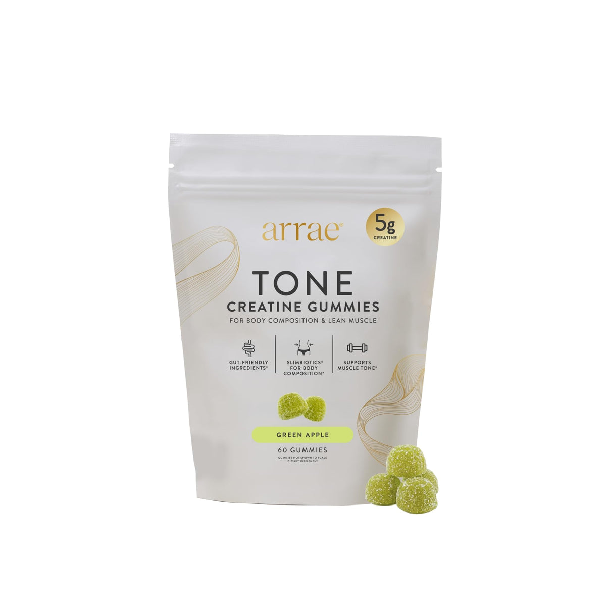 Gummies Créatine Arrae 60 unités Pomme Verte Acidulée vue de face