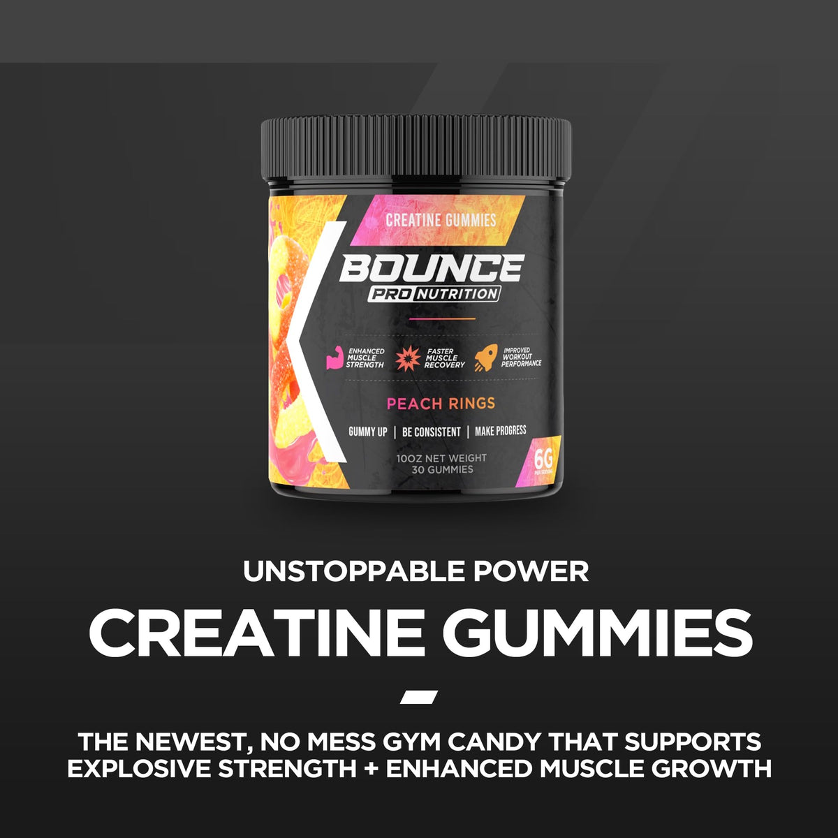 Gummies créatine Bounce Pro, en présentation sur une table