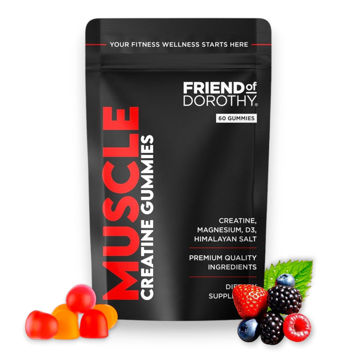 Gummies créatine FRIEND OF DOROTHY en vue de face, emballage 181g
