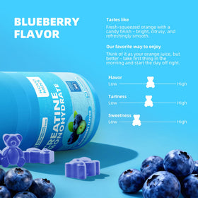 Gummies créatine monohydrate Novomins, mise en scène avec des accessoires de fitness