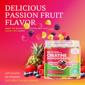 Gummies Créatine Monohydrate Novomins sur une table