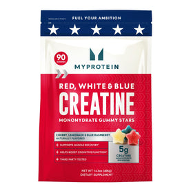 Gummies Créatine Myprotein, vue de face avec portion de gummies