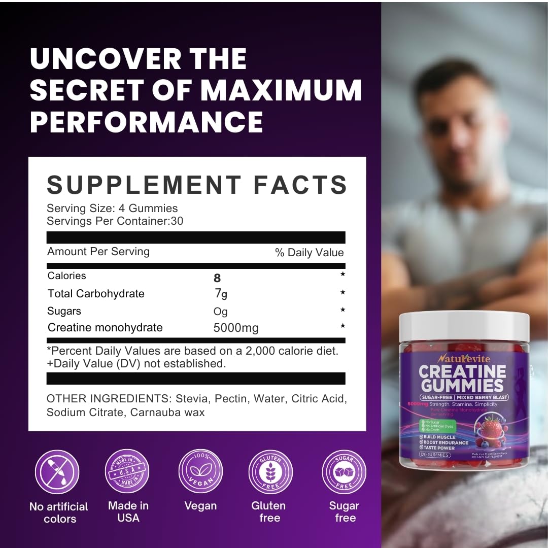Gummies créatine Naturevite 5000mg en train d'être dégustées