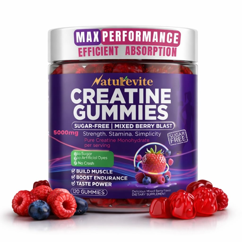 Gummies créatine Naturevite 5000mg vue de face dans l'emballage
