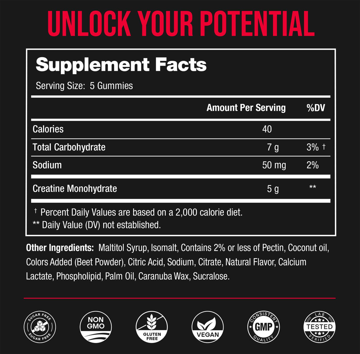 Gummies créatine NutraChamps 150 g en main pour une comparaison de taille