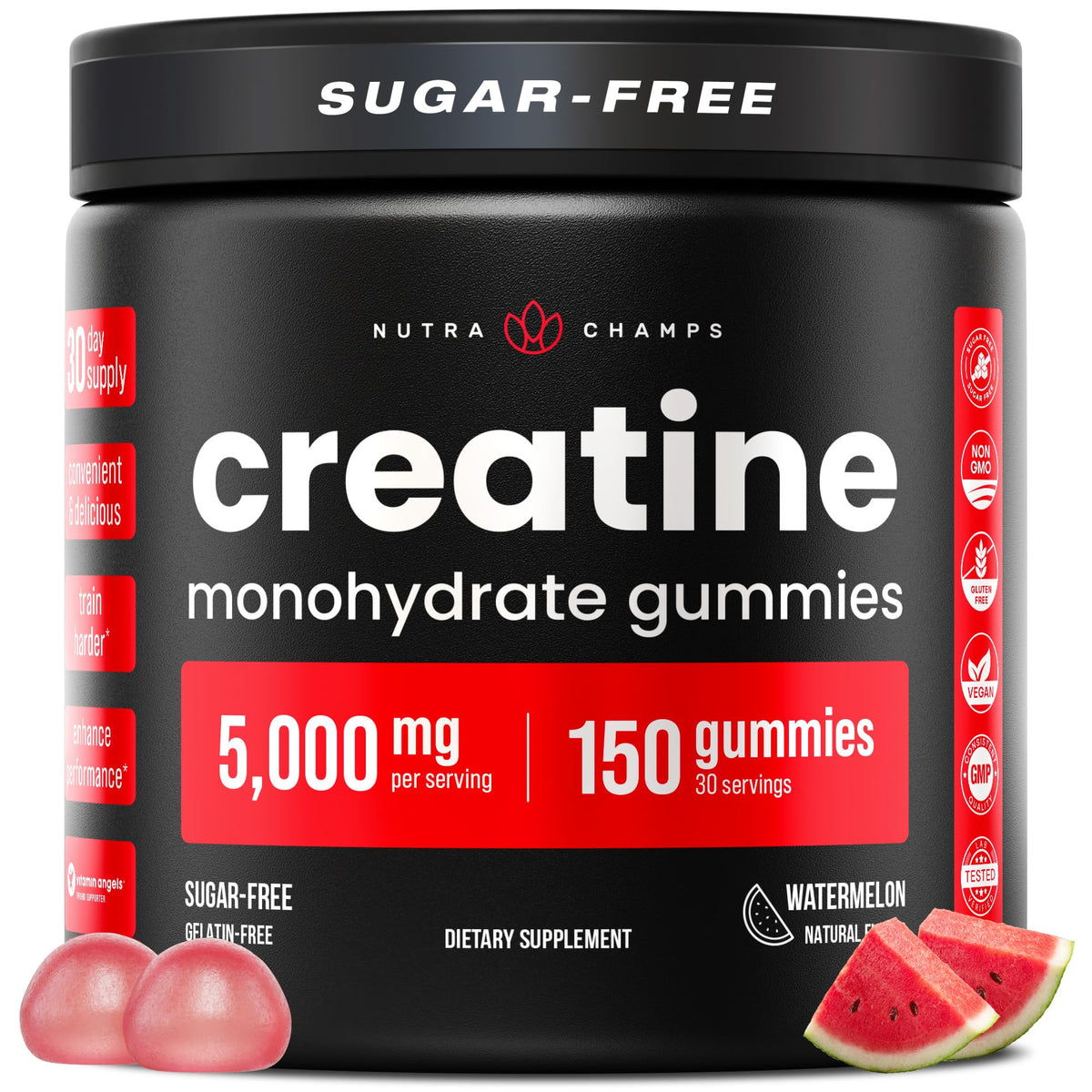 Gummies créatine NutraChamps 150 g vue de face avec emballage