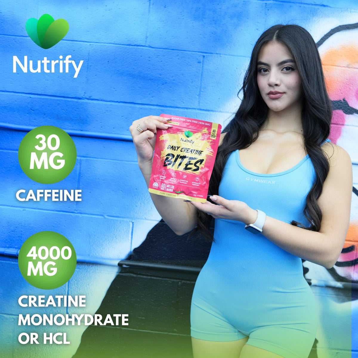 Gummies créatine Nutrify prêts à être consommés dans un bol